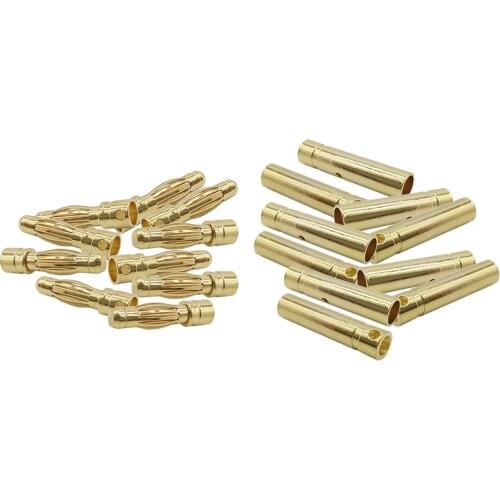 20pair 2mm 3mm 3.5mm 4mm Bullet Banana Plug Bullet Female Male Connectors Battery Parts Head Gold Plated Copper bullet Wiring