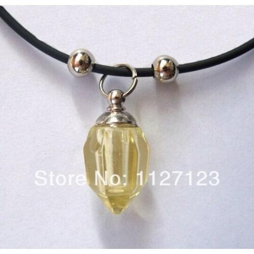 25pcs/lot yellow bullet Rice vials pendants rice vial pendant perfume empty glass bottle glass spray perfume bottl