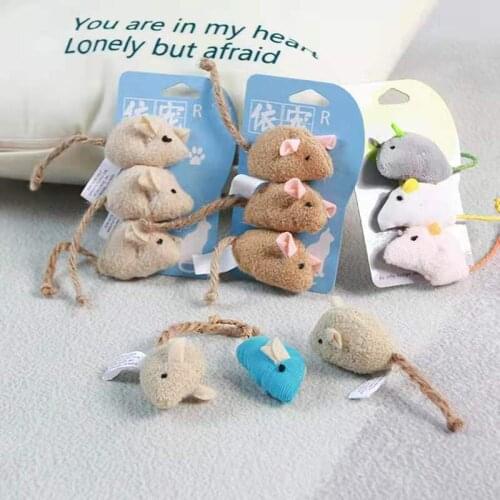 3pcs Plush Simulation Mouse Cat Toy Bite Resistance Interactive Palying For Cat Kitten Novelty Toy Cleaning Teeth Pet Accessory
