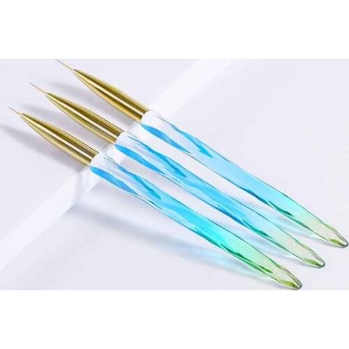 3pcs Nail Art Colorful Handle Brush Acrylic UV Gel Extension Builder Petal Flower Painting Drawing Brush Manicure Tools Set