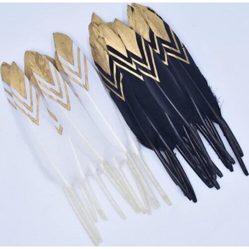 50Pcs/Lot Gold Dipped Duck Feather Goose Feathers for Crafts Pheasant Feather Decor Handicraft Accessories Wedding Decoration