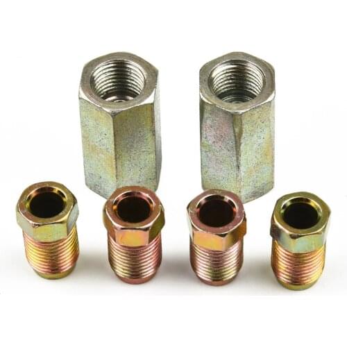 6pcs Brake Pipe Fittings 2 Qty 2 Way Female Connector With 4 M10 10mm Male Nuts 3/16 " Union 10mm X 1mm