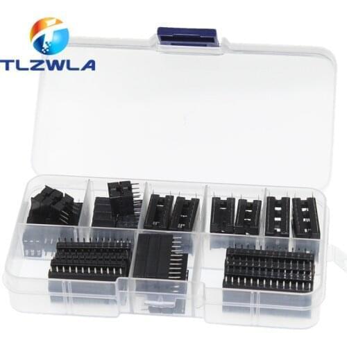 66pcs DIP IC Sockets Adaptor Solder Type Socket Kit 6,8,14,16,18,20,24,28 pin Suite box