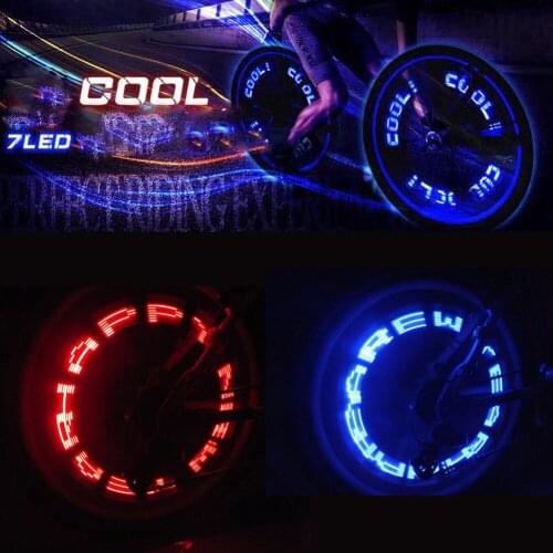 7 LED Flash Light Double-side Bicycle Wheel Spoke LED Lights Lamps Cycle Tyre Tire Wheel Valve With Super Bright Letter LDE