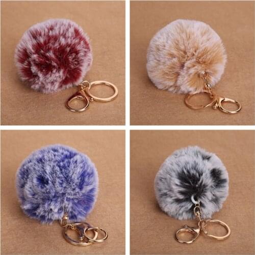 8cm Fluffy Fur Pompoms Faux Rabbit Fur Pompom Balls Key Chains Keyring Women Car Bag Pendant Bag Charms Bunny Keychain Gifts