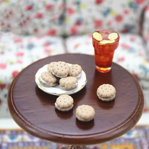 9Pcs 1/12 Dollhouse Miniature Accessories Sandwich Biscuit Simulation Food Dessert Model Toys for Doll House Decor