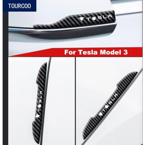 Car Real Carbon Fiber Anti-Collision Strip for Tesla Model 3 Door Anti-Collision Sticker Rear View Mirror Anti-Scratch stickers