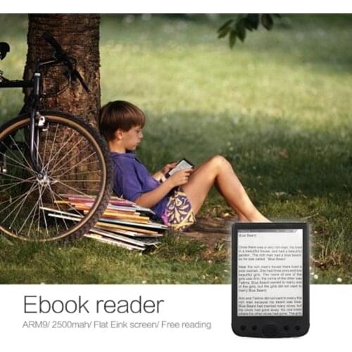 BK-6025 6 Inch E-Book Reader 800x600 Resolution E-Ink Screen Glare-Free with USB Cable PU Cover Built-In Light 4GB Memory Storag