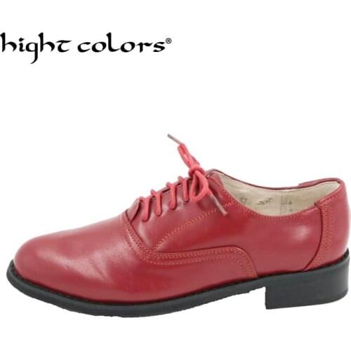 Big Size 34-44 New 2019 Genuine leather Lace Up Shoes Women Trendy Style Color Matching Vintage Oxford Shoes For Women HC-788