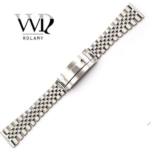 Rolamy 20 22mm Wholesale Stainless Steel Glide Lock Replacement Wrist Watchband Strap Bracelet For Omega IWC Tudor Seiko