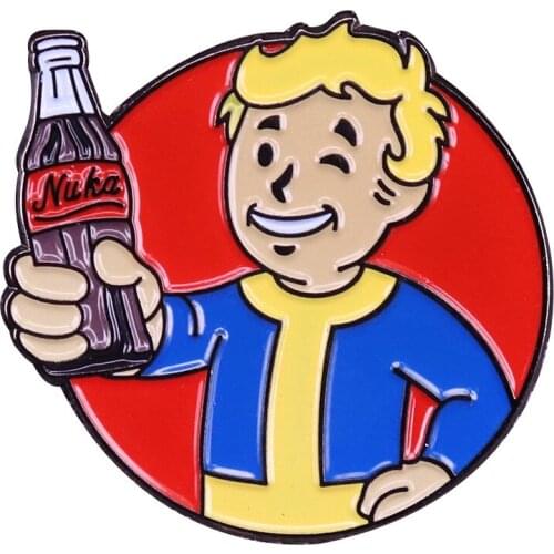 Fallout Vault Boy bottoms up Brooch soda bottle Enamel Pin great wasteland cruiser addition 2020