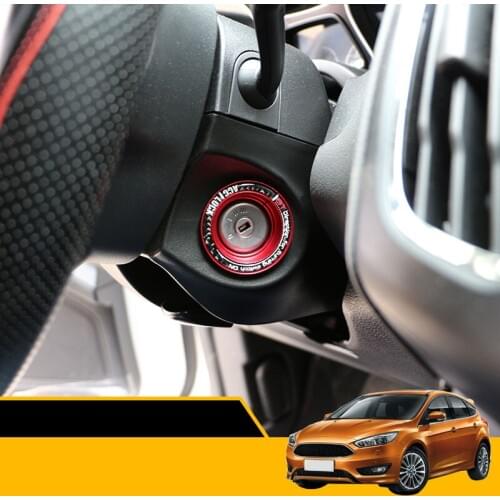 Carmilla Car Stainless Steel Key Hole Circle Carbon Fiber Ignition Switch Trim Cover for Ford Focus 4 MK4 2013 - 2017 Sticker