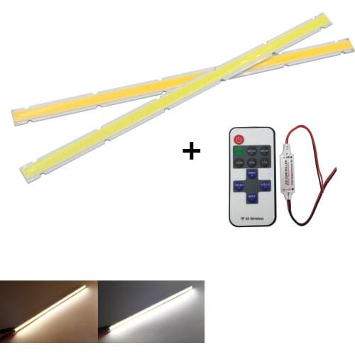 12V DC dimmable LED COB Strip 250x12mm Bar Light Source Lamp with remote controller Warm White 10W LED FLIP Chip for DIY auto
