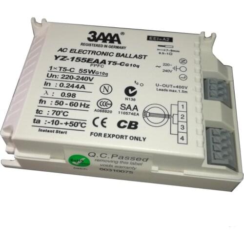 3AAA 55W 220-240V AC Fluorescent Lamp Electronic Ballast for 1×T5-C Ring Lamp YZ-155EAA T5-C