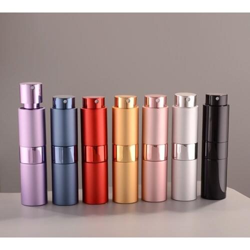 15ml Refillable Aluminum Tube Perfume Bottle Rotary Cosmetic Spray Bottle Portable Empty Atomizer Travel Bottle Liner Glass