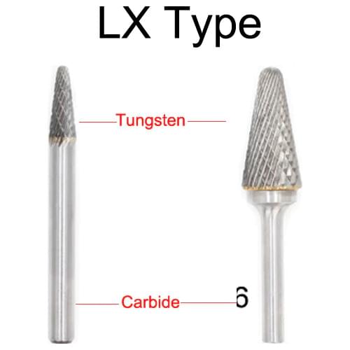 LX1228 4357 12mm LX1425 4358 14mm LX1633 4359 16mm Cone Taper Dome Round Tungsten L Double Groove Cut Grinding Rotary Rasp File
