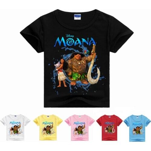New 2020 2-13Y Girls T shirt Popular Moana short-sleeved Printing T-shirt 100% Cotton Kids Boys Girls Cartoon Clothes