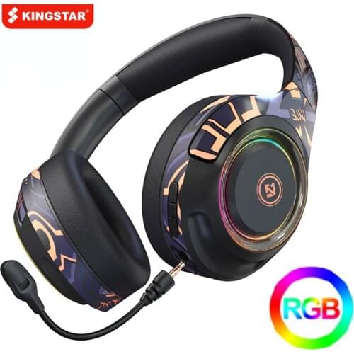 KINGSTAR RGB HIFI Stereo Bass Wireless Headphones With Micr For PS4 Playstation 5 LED Cell phone PC Bluetooth 5.1 Gamer Headsets