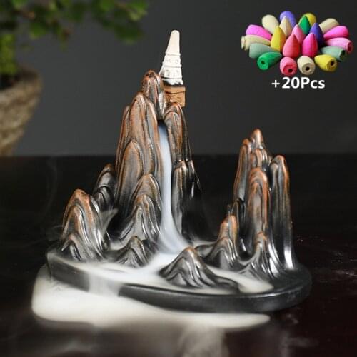 Creative Handmade Gift Resin Waterfall Backflow Incense Burner Home Office Teahouse Decorate Handiwork