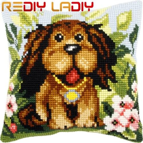Cross Stitch Cushion Garden Pets Chunky Yarn Cross-Stitch Kits Needlework Pre-Printed Canvas Pillow Home Decor Art & Crafts