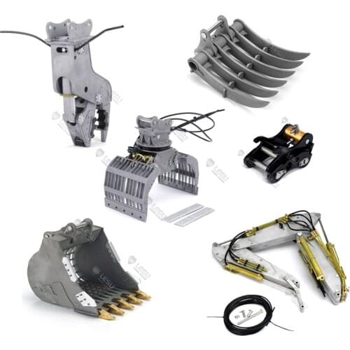 LESU Metal Grab Rake Bucket Crusher Pliers Grapple For 1/14 RC Hydraulic CAT 374F RC Excavator Toy