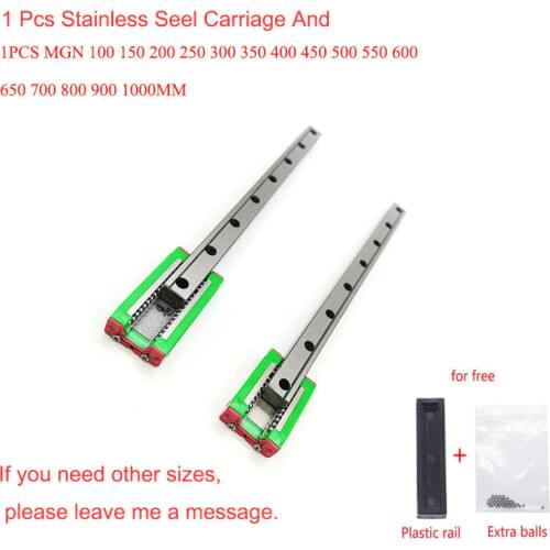 MGN MGN7 MGN12 MGN15 MGN9 L 300 350 400 500 600 800mm Miniature Linear Rail Slide 1pcs GN12 Linear Guide+1pcs GN12H SS Carriage