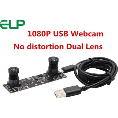 MJPEG 30fps 1920*1080 USB Webcam AR0330 No Distortion Dual lens OTG UVC Plug Play Stereo USB Camera for Computer PC Laptops