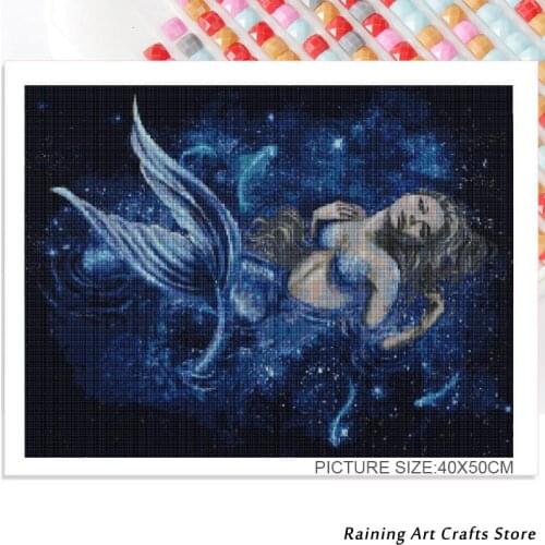 Cartoon Magic Mermaid 5D Diy Diamond Art Painting Full Square Round Drill Embroidery Cross Stitch Kits Mosaic Picture Home Decor
