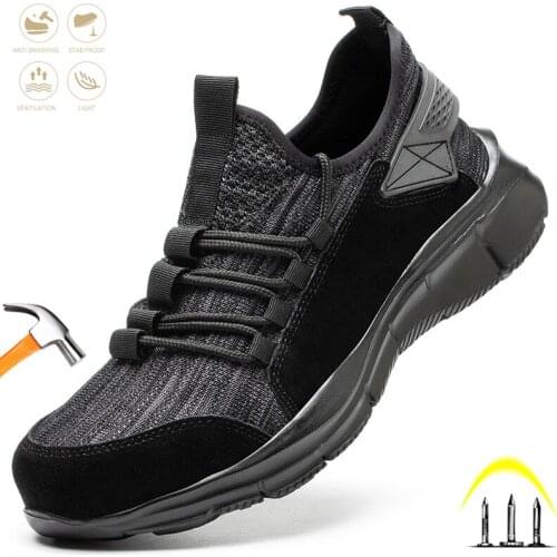Men Fashion Safety Work Shoes Steel Toe Cap Indestructible Breathable Boot Anti-Puncture Light Comfort Non-slip Protection Shoes