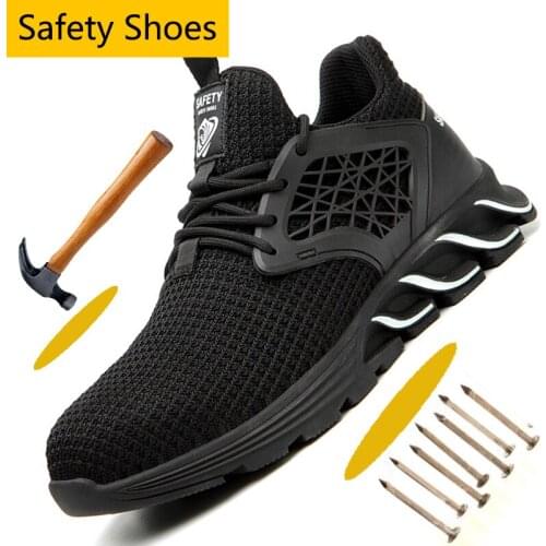 Anti-Smashing Steel Toe Safety Work Shoes Men Anti-Puncture Stylish Labour Footwear Work Shoes for Men Air Mesh Casual Shoes Men