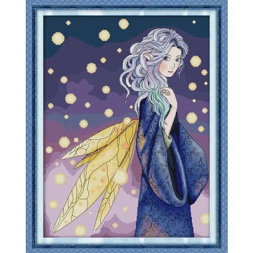 Natalia Fairy cross stitch kit aida 14ct 11ct count print canvas embroidery DIY handmade needlework