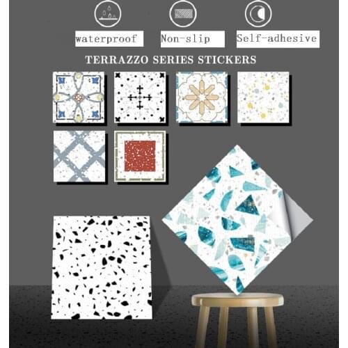 Floor Stickers Bathroom Toilet Non-slip Creative Terrazzo Light Luxury Tile Floor Renovation Stickers