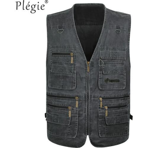 Plegie Large Size Mens Cotton Sleeveless Unloading Fashion Waistcoat With Many Pockets Male Military Vest Plus Size 7XL