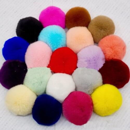 Natural Fur Pompon Ball Pompoms Really Rex Rabbit Craft Hi-Q For Girl Headwear Home Keyrings Hat Cap Bag Accessories 32pcs GR109