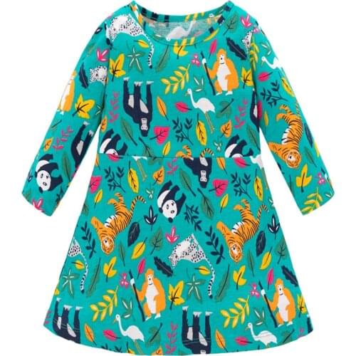 Jumping meters Princess Cotton Girls Dresses for Autumn Spring Baby Flowers Clothing Costume Long Sleeve Party Dresses