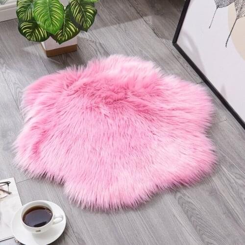 RAYUAN 60CM Floral Carpet Artificial Wool Sheepskin Hairy Carpets Faux Floor Mat Fur Plain Fluffy Soft Area Rug Tapetes