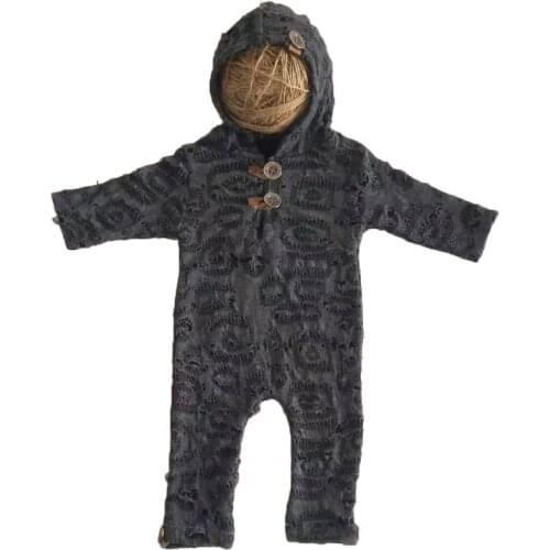Newborn Photography Props Suit Romper with Hat Long Sleeve Jumpsuits Bodysuit 69HE