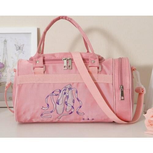 Girls Zipper Embroidered Shoes Backpack Large Capacity High Quality Waterproof Child Dance Bag Kids Ballet Handbag