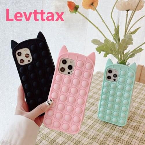 3D Cat Pop Fidget Toys Push It Case For iphone 12mini 11pro max Bubble Silicone Cover for iphone XS X XS XR 8 7 6plus SE20
