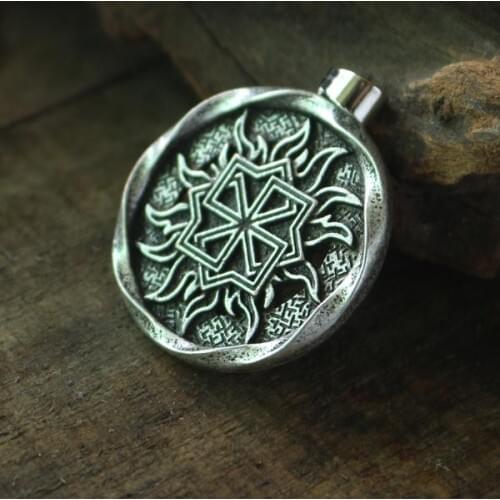Lanseis 1pcs Slavic jewelry,Slavic amulet pendant ,Molvinets talisman charm slavic symbol, shield from bad ,norse men necklace