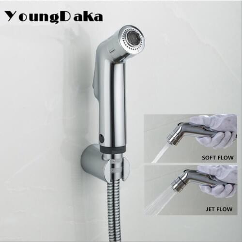 Brand Modern Chrome Finish Double Mode Toilet Bidet Faucet Bathroom Shower Spray Set with Hose & Holder .Health Cleaning Bidets