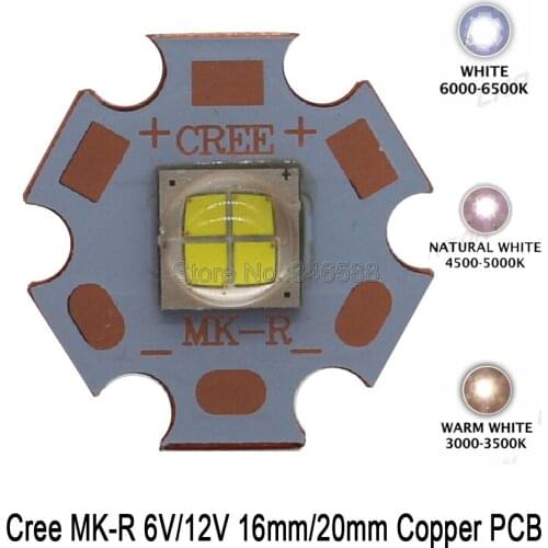 Cree MKR MK-R LED Emitter 15W 6V 12V White Warm White Flashlight Torch LED Diode Chip Light 1769LM on 16mm 20mm Copper PCB