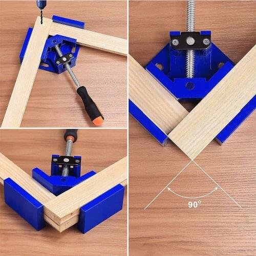 Right Angle Clamp Single Handle Aluminum Alloy Corner Clamp Adjustable Swing Jaw 90 Degree Clip Clamp Tool Woodworking Holder