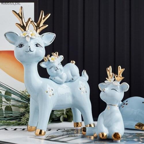 WDDSXXJSL European cute animal sculpture ceramic decoration Color glaze artists living room desktop ceramic decoration
