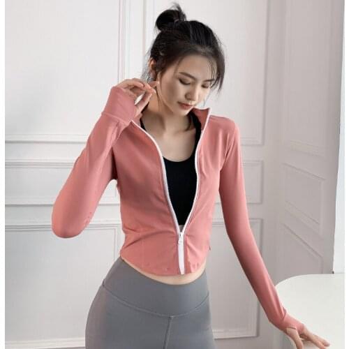 Autumn Sport Jacket Women Long Sleeve Zipper Fitness Yoga Shirt Top Workout Gym Activewear Sport Running Coats Training Clothes