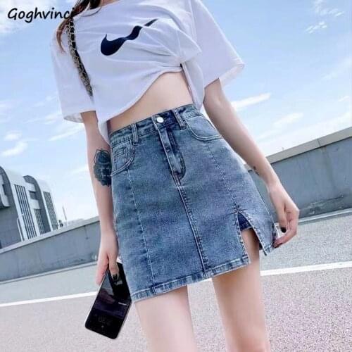 Skirts Women Mini Fashion Summer Chic Korean Style High Waist Elegant All-match Denim Harajuku Streetwear Casual Kawaii Simple
