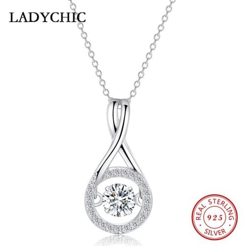 LADYCHIC 2019 New Design Authentic 100% 925 Sterling Silver Austrian Crystal Necklaces Pendant Women Fashion Jewelry LNS1030