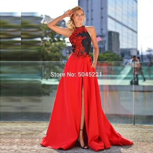 Lovely 2020 Latest Dubai Arabic Prom Party Dress Customize Kaftans Red Black Beading Evening Dress Women Middle East Prom Gown