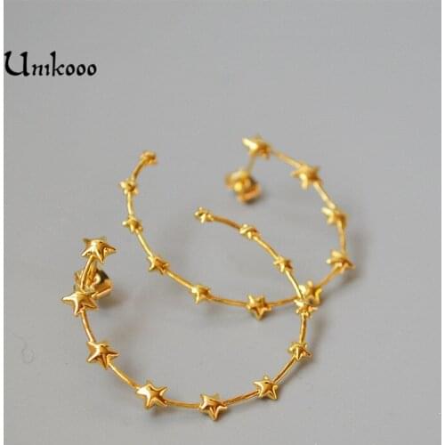 Gold Metal Earring Korean Star Stud Earrings For Women Big Circle Stud Earring Jewelry Designer Earrings