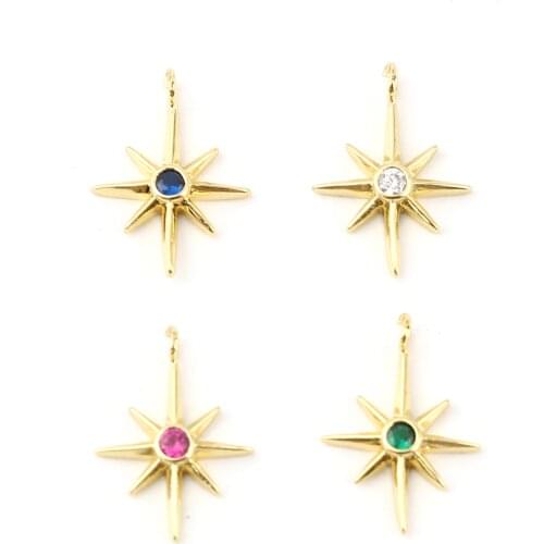 Copper Galaxy Charms Gold Color Metal Multicolor Rhinestone Star Pendants DIY Making Necklace Women Jewelry 17mm x 12mm,2PCs